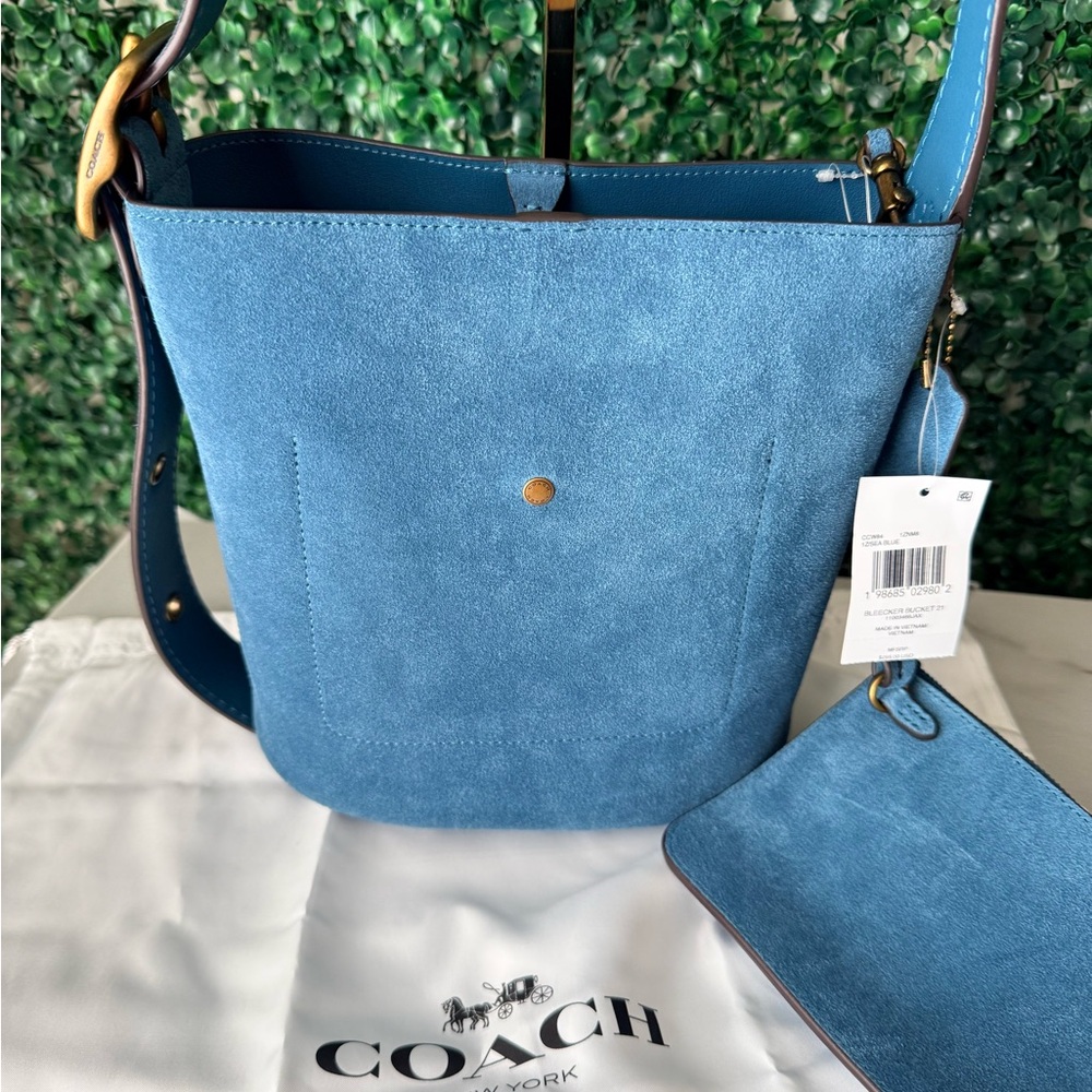 Coach Bleecker Bucket 21 Bag Sea Blue Women's Bag NWT - Picture 4 of 10